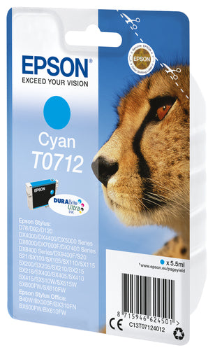 Epson Singlepack Cyan T0712 DURABrite Ultra Ink Epson Singlepack Cyan T0712 DURABrite Ultra Ink